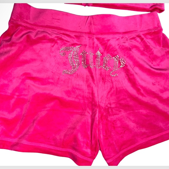 JUICY COUTURE OG BLING RHINESTONE VELOUR VIXEN PINK SHORT-SLEEVE & SHORT SET NWT - Picture 16 of 16